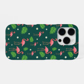 トロピカルフラミンゴ柄 iPhoneケース (裏面横)