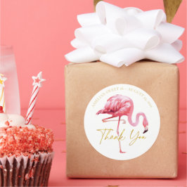 トロピカルフラミンゴ甘い16ありがとうID922 ラウンドシール