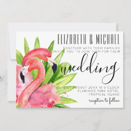 トロピカルフラミンゴ結婚式招待状 モダン 招待状