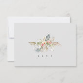 トロピカルフラミンゴ花の結婚式RSVP返信 出欠カード (裏面)