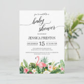 トロピカルフラミンゴ葉スクリプトシャワー 招待状 (スタンド正面)