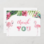 トロピカルフラミンゴ誕生日パーティーありがとう ポストカード (正面/裏面)