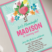 トロピカルフラミンゴ誕生日パーティーの招待 招待状