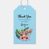 トロピカルフラミンゴ誕生日パーティー ギフトタグ (正面)