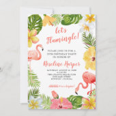 トロピカルフラミンゴ誕生日パーティー 招待状 (正面)