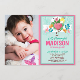 トロピカルフラミンゴ誕生日フォト招待状 招待状