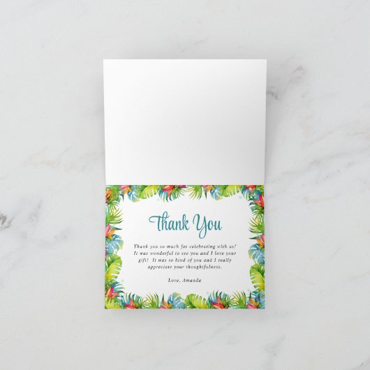トロピカルフラミンゴ誕生日ルアウ（ハワイ式宴会） サンキューカード (内部)