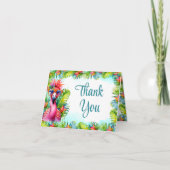 トロピカルフラミンゴ誕生日ルアウ（ハワイ式宴会） サンキューカード (正面)