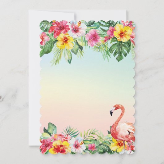 トロピカルフラミンゴ遠くにパーティの招待状 招待状 (裏面)