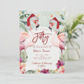 トロピカルフラミンゴ50歳の誕生日パーティーの招待 招待状 (スタンド正面)