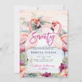 トロピカルフラミンゴ70th誕生日パーティーの招待 招待状 (正面)