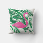 トロピカルフラミンゴ&パーム離れのホワイトベース クッション (裏面)