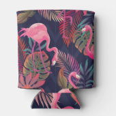 トロピカルフラミンゴ：ヴィンテージのパーム模様。 缶クーラー (裏面)