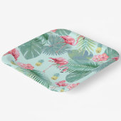 トロピカルフラミンゴ、手のひら、パイナップルパターンID926 ペーパープレート (傾斜あり)