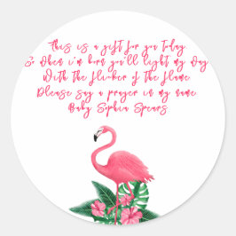 トロピカルフラミンゴ – 祈りの言葉キャンドルラベル ラウンドシール