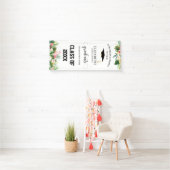 トロピカルフラミンゴ&葉の卒業式ドアバナー 横断幕 (インサイチュ)