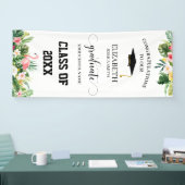 トロピカルフラミンゴ&葉の卒業式ドアバナー 横断幕 (トレードショー)