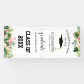 トロピカルフラミンゴ&葉の卒業式ドアバナー 横断幕 (横)