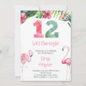 トロピカルフラミンゴAny Age女性の誕生日パーティー 招待状 (正面)