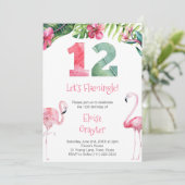 トロピカルフラミンゴAny Age女性の誕生日パーティー 招待状 (スタンド正面)