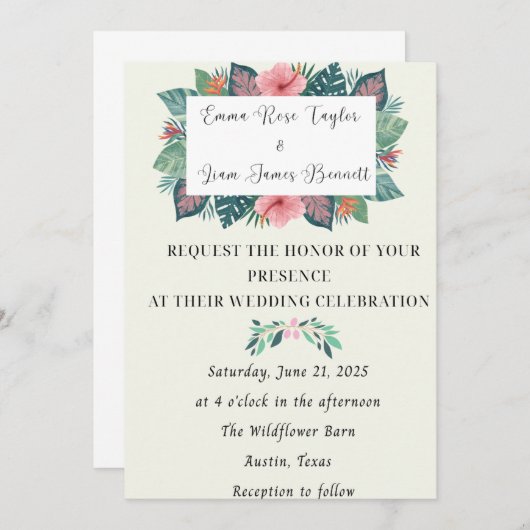 トロピカルフラムス結婚式招待状 招待状 (正面/裏面)