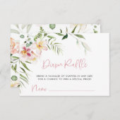 トロピカルフラワーおむつラッフルチケット、ベビーシャワー エンクロージャーカード (正面/裏面)