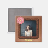 トロピカルフラワーと名前が付いた四角い写真 マグネット (正面/裏面)