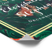 トロピカルフラワーのウェディングレセプションウェルカムサイン ポスター (角)