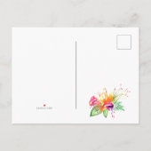 トロピカルフラワーのサマー・ビーチ・ウェディング・セーブ・ザ・デート 案内ポストカード (裏面)