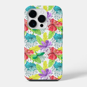 トロピカルフラワーのシームレスパターン iPhone 14 PROケース