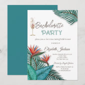 トロピカルフラワーの花嫁おめでとうパーティー 招待状 (正面/裏面)