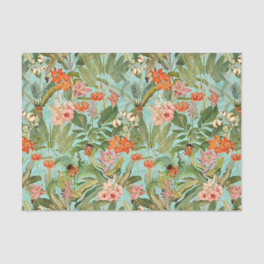 トロピカルフラワーアンドパームレインフォレストティッシュペーパー 薄葉紙 (正面)