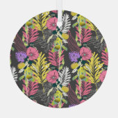 トロピカルフラワーアート：オリジナル模様。 ガラスオーナメント (裏面)