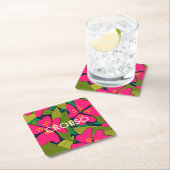 トロピカルフラワーウェルシュウェルカム スクエアペーパーコースター (インサイチュ)