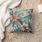 トロピカルフラワーオーキ鮮やかッド&ボタニカル クッション (ブランケット)