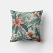 トロピカルフラワーオーキ鮮やかッド&ボタニカル クッション (裏面)