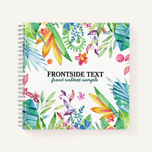 トロピカルフラワーカラフル&リーフデザインバインダー ノートブック (正面)