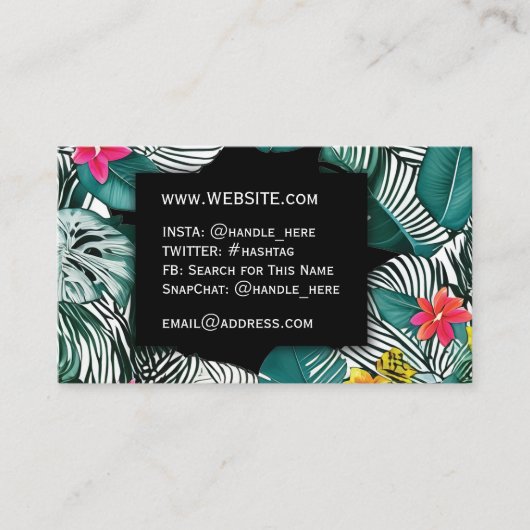 トロピカルフラワージャングルリーフプロフェッショナルエグゼクティブ 名刺 (正面)