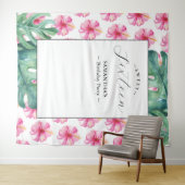 トロピカルフラワースウィート16バースデーパーティーの背景 タペストリー (インサイチュ(横))