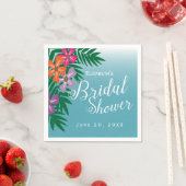 トロピカルフラワーズアンドパームブランチブライダルシャワー スタンダードカクテルナプキン (インサイチュ)