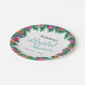 トロピカルフラワーズアンドパームブランチブライダルシャワー ペーパープレート (アングル)