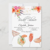 トロピカルフラワーズカクテルライトブライダルシャワー 招待状 (正面)