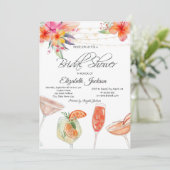 トロピカルフラワーズカクテルライトブライダルシャワー 招待状 (スタンド正面)