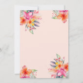 トロピカルフラワーズカクテルライトブライダルシャワー 招待状 (裏面)