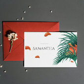 トロピカルフラワーズク結婚ラスのエスコートカード サンキューカード