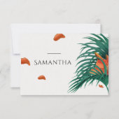 トロピカルフラワーズク結婚ラスのエスコートカード サンキューカード (正面)