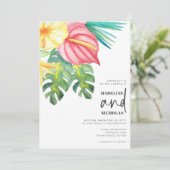 トロピカルフラワーズグリーン結婚式招待状 招待状 (スタンド正面)