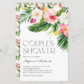 トロピカルフラワーズサマーカップルシャワー招待状 (正面/裏面)