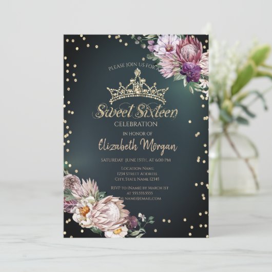 トロピカルフラワーズティアラダイアモンズグリーンスウィート16 招待状 (スタンド正面)