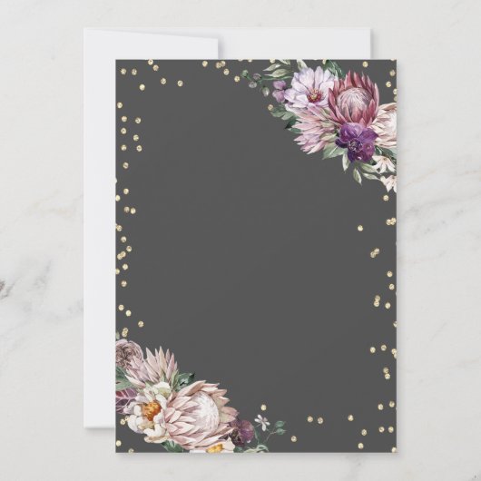 トロピカルフラワーズティアラダイアモンズグレーキンセアニラ 招待状 (裏面)